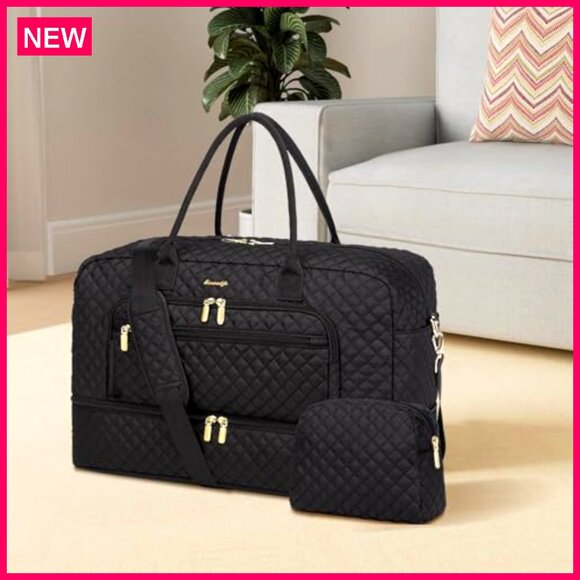 Large Travel Duffle Bag with Wet Pocket, 35L Carry-On, Multi-Pocket Organization - Picture 3 of 7